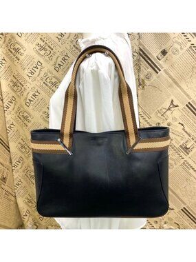 Gucci Tote Leather Black Business Formal Sherry Line